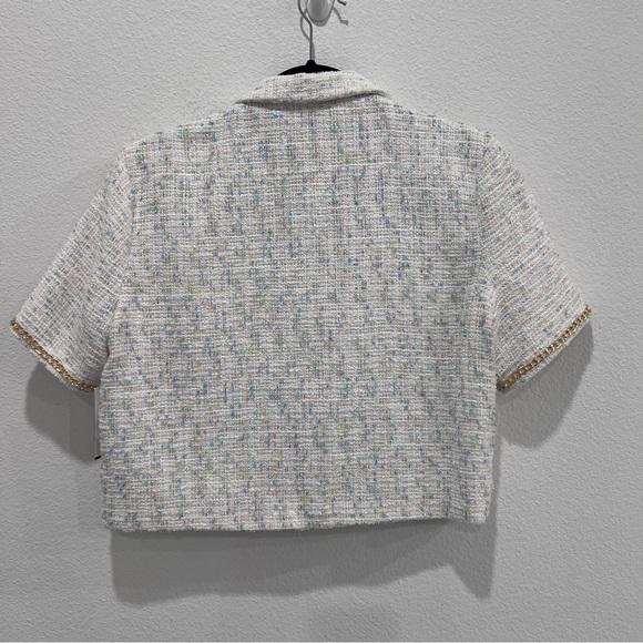 Alexia Admor Selena Short Sleeve Tweed Cropped Blazer Size 8 preppy academia - Picture 4 of 6